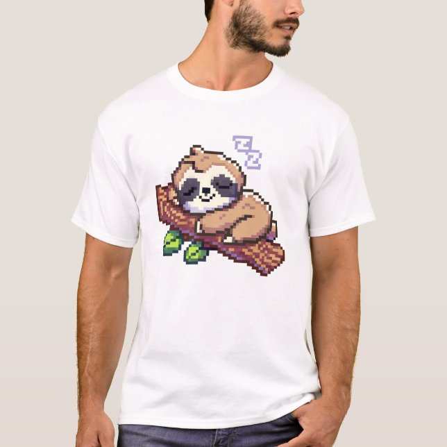 Pixel art  Cute sloth design T-Shirt (Front)