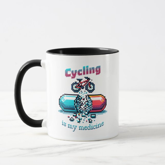 Pixel Art Cycling Mug (Left)