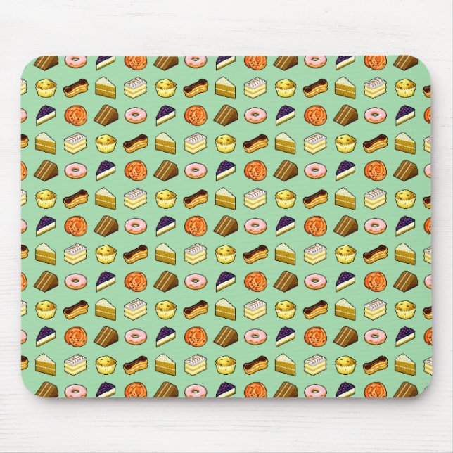 Pixel Art Delicious Cakes Pattiserie Pattern Mouse Mat (Front)