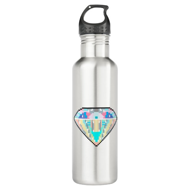 Pixel art diamond gem 710 ml water bottle (Front)