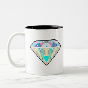 Pixel art diamond gem Two-Tone coffee mug