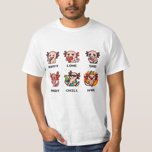 Pixel Art Emotions Axolotl T-Shirt Collection  (Front)