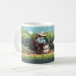 Pixel Art Farmer Sowing The Plants  Coffee Mug