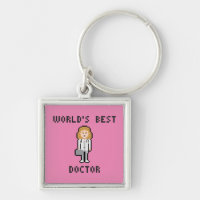 Pixel Art Female Doctor Keychain