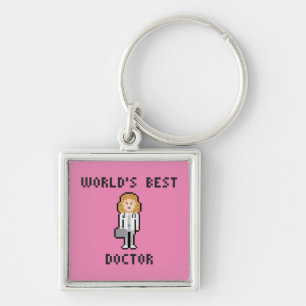 Pixel Art Female Doctor Keychain