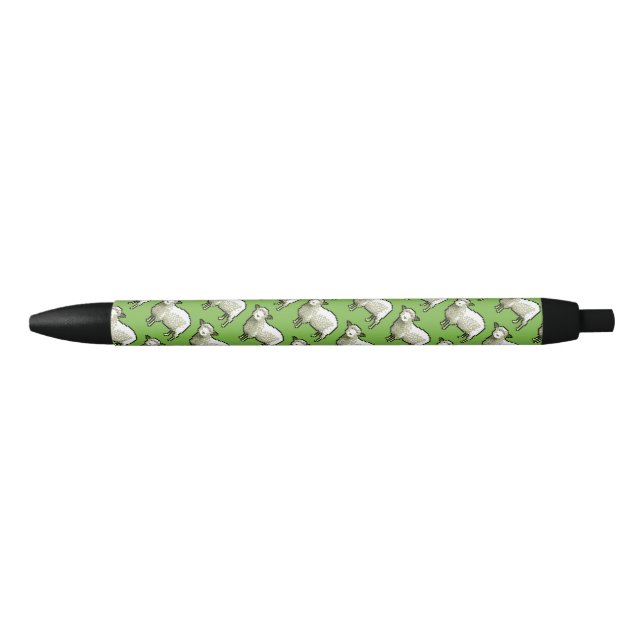 Pixel Art Flock of Sheep Pattern Black Ink Pen (Front)