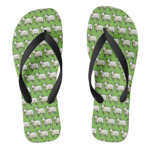Pixel Art Flock of Sheep Pattern Flip Flops