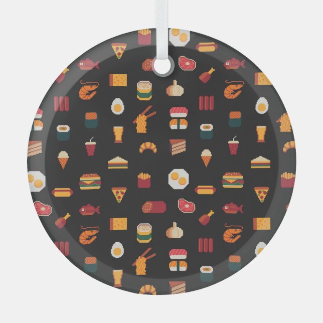 Pixel art food, seamless texture. glass tree decoration (Front)