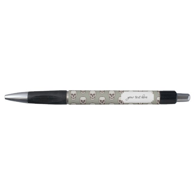 Pixel Art Gothic Spooky Skull Pattern Pen (Front)