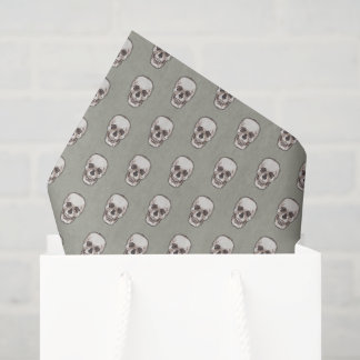 Pixel Art Gothic Spooky Skull Pattern Tissue Paper