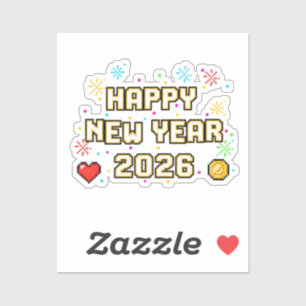Pixel Art 'Happy New Year 2026' Retro Gamer 