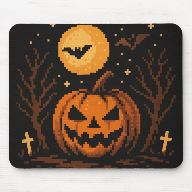 Pixel art inspired Halloween mouse pad (Front)