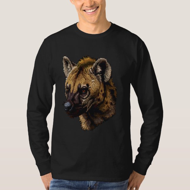 Pixel Art Lover - Hyena Dad Mum T-Shirt (Front)