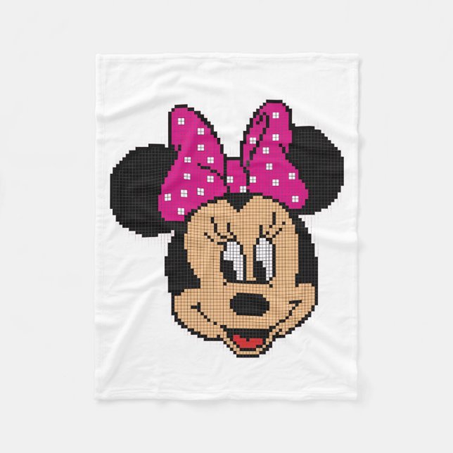 Pixel Art Mouse with Pink Bow Fleece Blanket (Front)