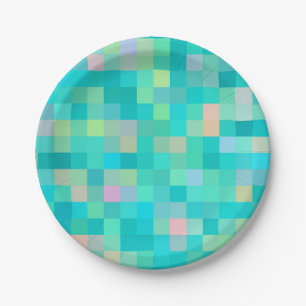 Pixel Art Multicolor Pattern Paper Plate