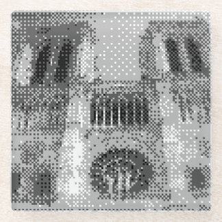 pixel art notre dome cathedral glass coaster