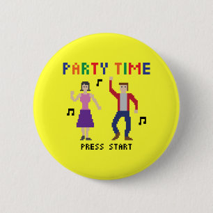 Pixel Art Party Time Button