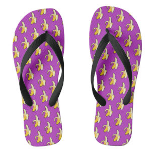 Pixel Art Pattern Peeled Yellow Banana Flip Flops