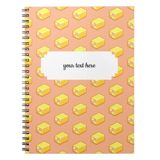 Pixel Art Pink & Yellow Battenberg Cake Pattern Notebook (Front)