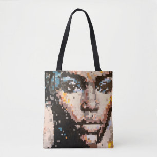 Pixel art portrait  fierce woman with silent gaze tote bag