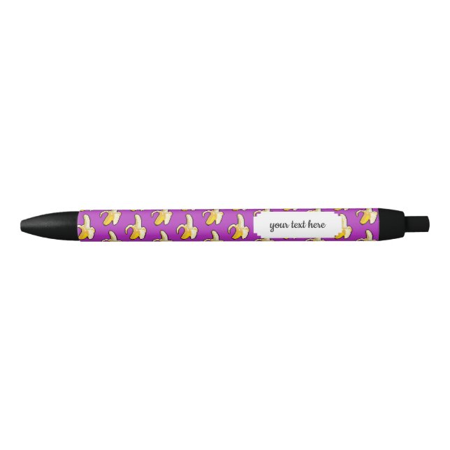 Pixel Art Ready To Eat Yellow Banana Pattern Black Ink Pen (Front)