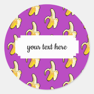 Pixel Art Ready To Eat Yellow Banana Pattern Classic Round Sticker