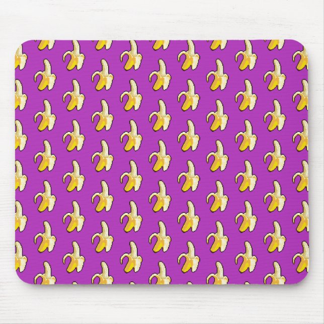 Pixel Art Ready To Eat Yellow Banana Pattern Mouse Mat (Front)