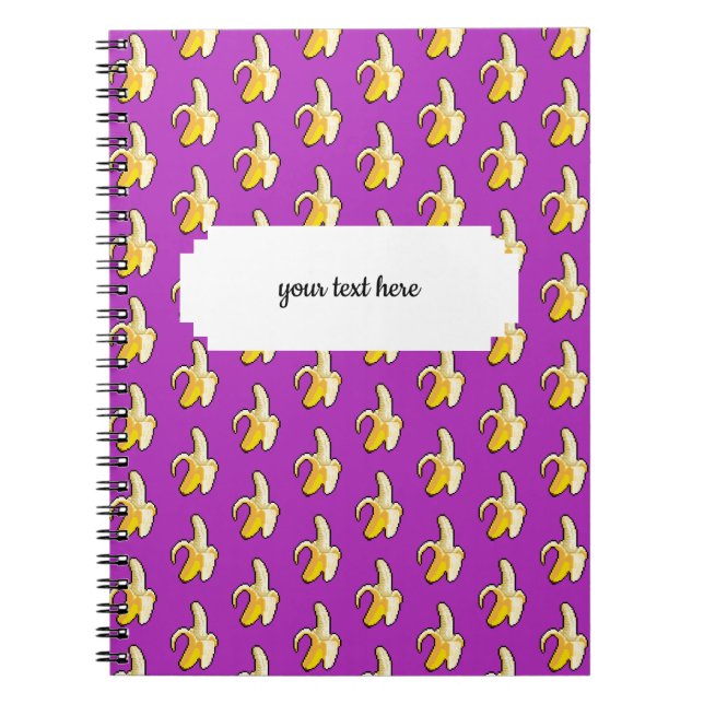 Pixel Art Ready To Eat Yellow Banana Pattern Notebook (Front)