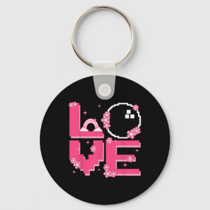 Pixel Art Retro 60s 70s Style Hippie Outfit Love B Key Ring