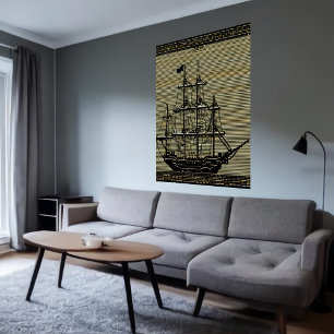 Pixel art,  sail boat on the sea    AI Art  Poster