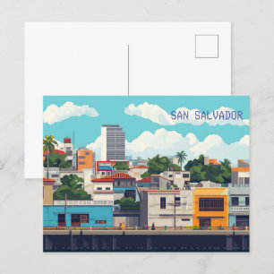 Pixel Art San Salvador El Salvador Postcard