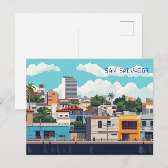 Pixel Art San Salvador El Salvador Postcard (Front/Back)