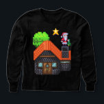Pixel Art Santa on Rooftop Christmas House Scene<br><div class="desc">Festive pixel art of Santa Claus standing on a snowy rooftop holding a tree,  beside a cosy brick house under a glowing star – perfect holiday vibes!</div>