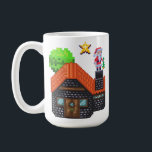 Pixel Art Santa on Rooftop Christmas House Scene Coffee Mug<br><div class="desc">Festive pixel art of Santa Claus standing on a snowy rooftop holding a tree,  beside a cosy brick house under a glowing star – perfect holiday vibes!</div>