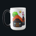 Pixel Art Santa on Rooftop Christmas House Scene Magic Mug<br><div class="desc">Festive pixel art of Santa Claus standing on a snowy rooftop holding a tree,  beside a cosy brick house under a glowing star – perfect holiday vibes!</div>