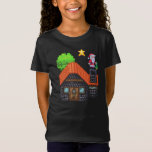 Pixel Art Santa on Rooftop Christmas House Scene T-Shirt<br><div class="desc">Festive pixel art of Santa Claus standing on a snowy rooftop holding a tree,  beside a cosy brick house under a glowing star – perfect holiday vibes!</div>