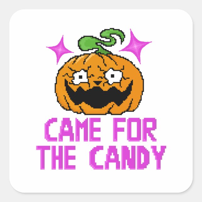 Pixel Art Scary Pumpkin & Eyeball Horror Square Sticker (Front)