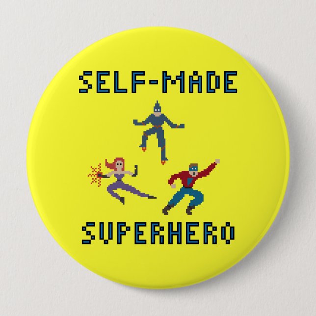 Pixel Art Superheroes Keychain 10 Cm Round Badge (Front)