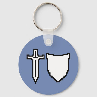 Pixel Art Sword and Shield Keychain