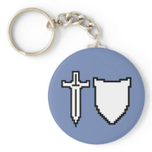 Pixel Art Sword and Shield Keychain