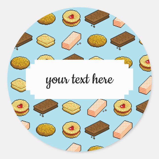 Pixel Art Tasty Cookie Biscuit Pattern Classic Round Sticker (Front)