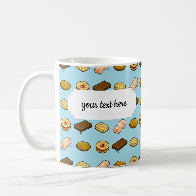Pixel Art Tasty Cookie Biscuit Pattern Coffee Mug (Left)