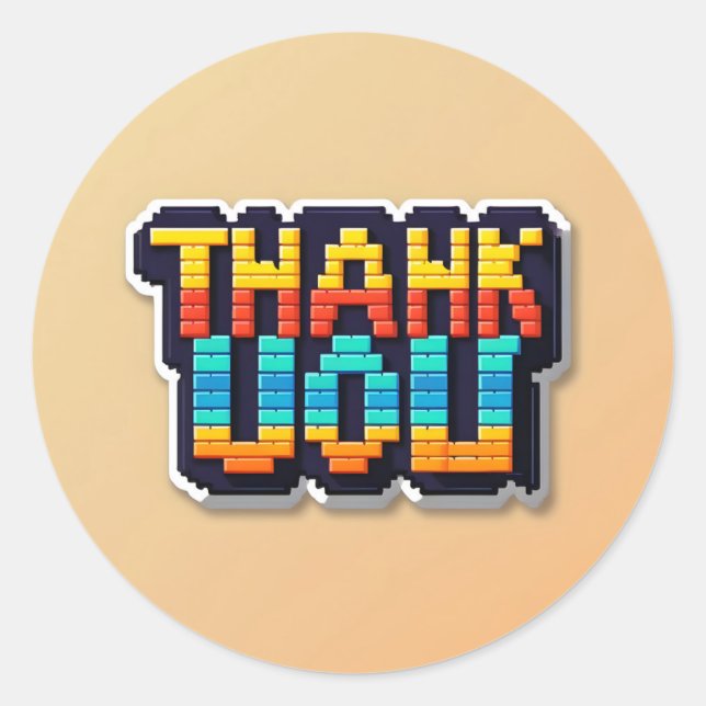 Pixel art Thank You Class Classic Round Sticker (Front)