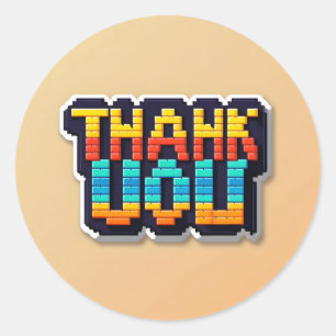Pixel art Thank You Class Classic Round Sticker