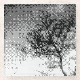 pixel art tree glass coaster
