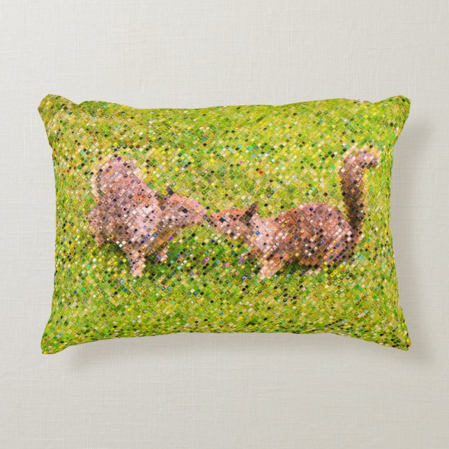 Pixel Art - Two Squirrels Decorative Cushion (Front)