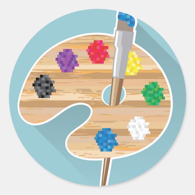 Pixel art Vector art Artists Palette Classic Round Sticker (Front)