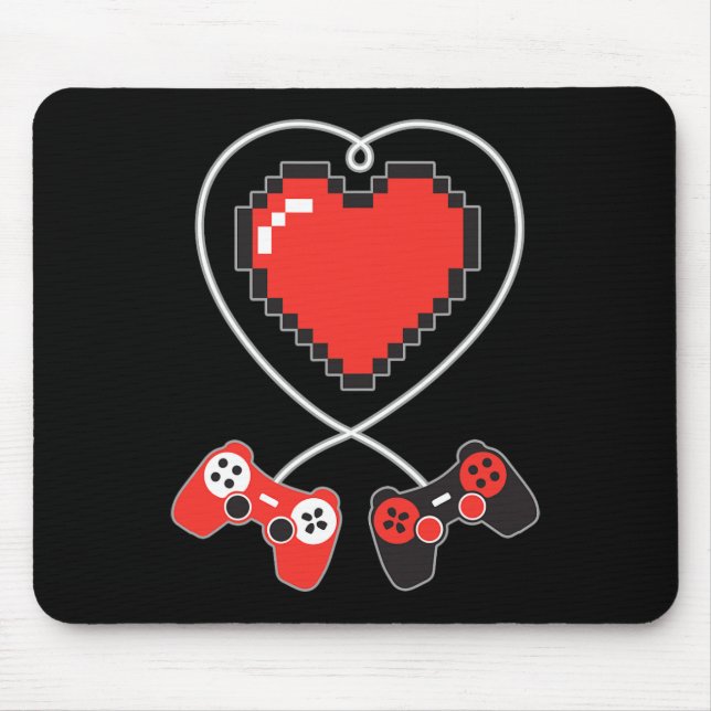 Pixel Art Video-game Controller Valentines Day Gam Mouse Mat (Front)