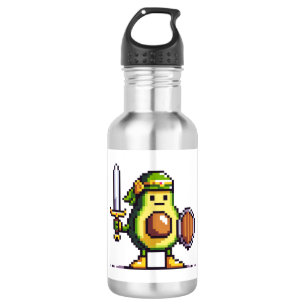 Pixel Avocado Warrior - Retro Gaming Art 532 Ml Water Bottle