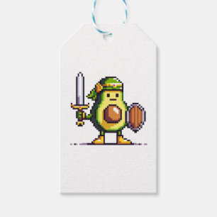 Pixel Avocado Warrior - Retro Gaming Art Gift Tags